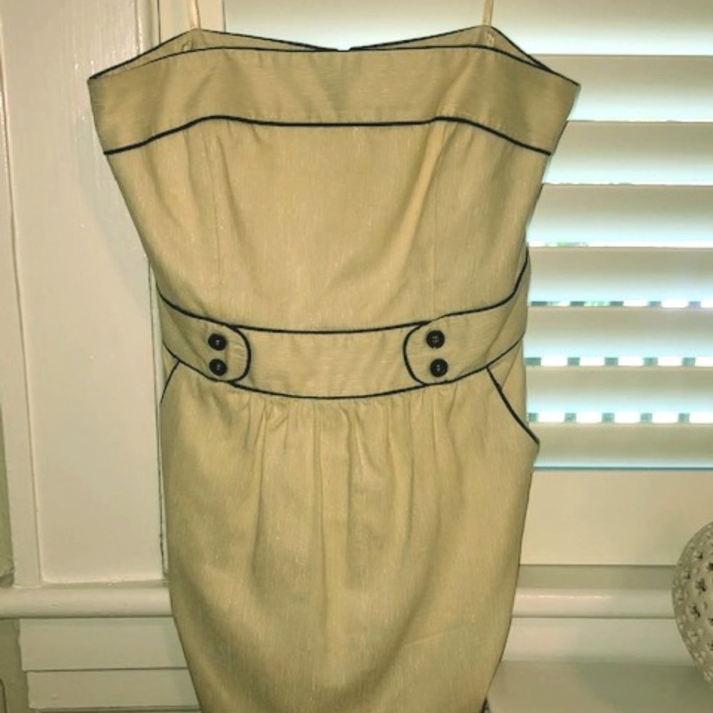 Milly Strapless White with Black Piping Dress